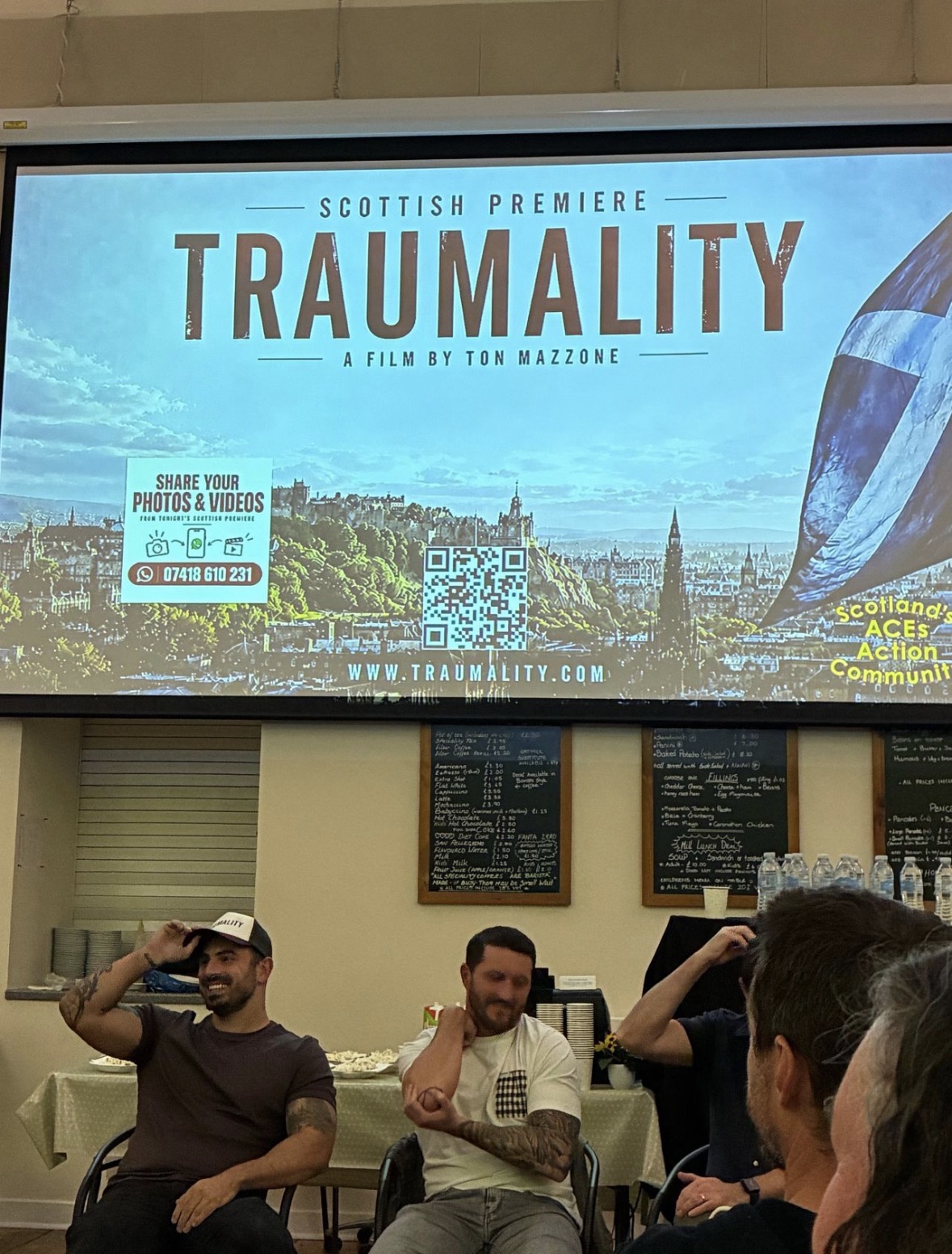 The TRAUMALITY Scottish premiere discussion beneath the film’s Edinburgh screening image