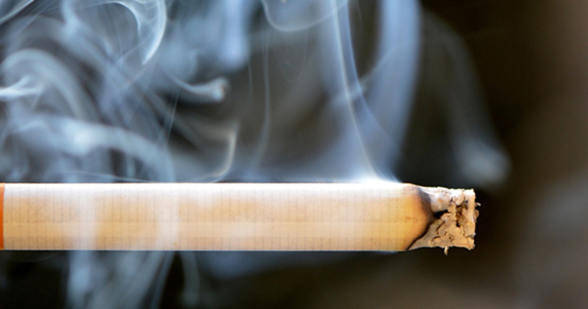 A lit cigarette